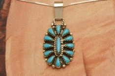 Genuine Sleeping Beauty Turquoise Sterling Silver Zuni Indian Pendant